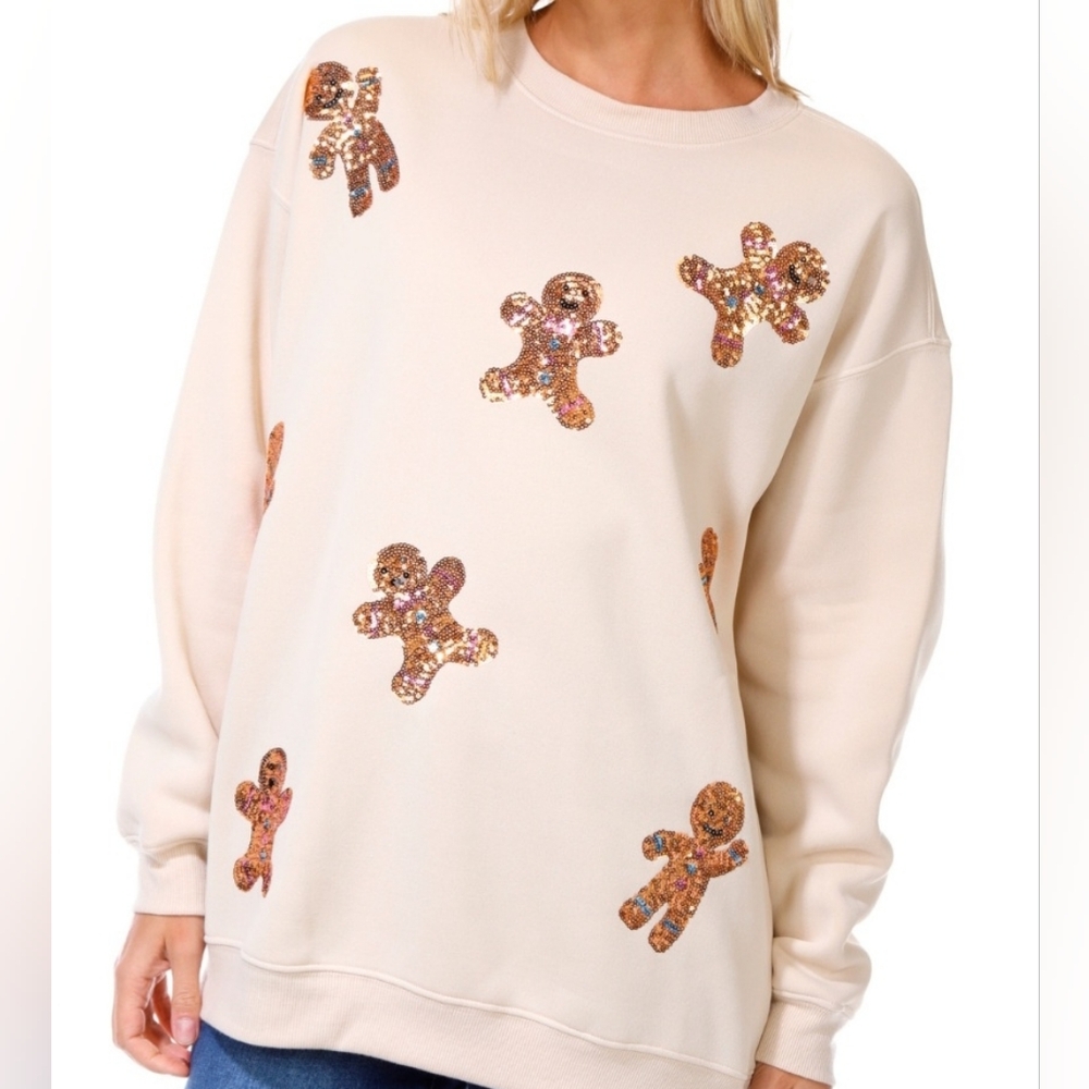 Sequin Gingerbread Man Top-NWT